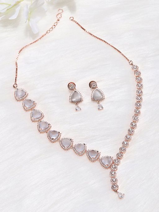 Rose Gold Necklace Voylla Necklace Set Buy Voylla American Diamond