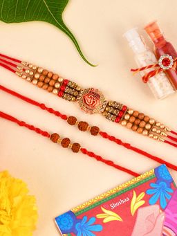 Shoshaa - Om Rudraksh Chandan Bhai Rakhi with Roli & Chawal (Set of 6)