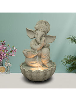 HomeTown - Aqua Bliss Polyresin Ganesha Namaste Water Fountain 52X82Cm In Tan Color