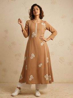 Autumnlane - Swades Driftwood Cotton Embroidery Kurta