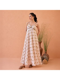Taro India - Blush Bloom Cream Maxi Dress