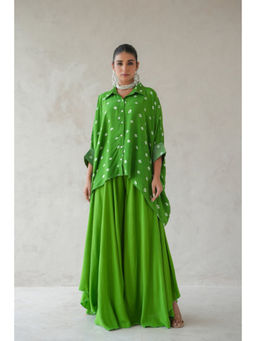Keva Clothing - Bandhani Shirt With Elephant Pants Set Of Two (Green)