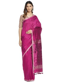 Fabindia - Magenta Jamdani Silk Sari