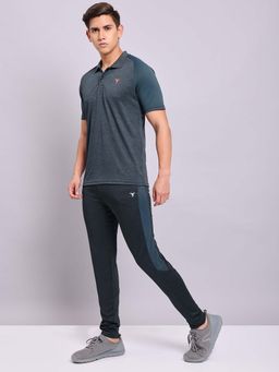 Technosport - Men Black Melange Slim Fit Sports Trackpant