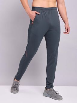 Technosport - Men Grey Solid Slim Fit Sports Trackpant