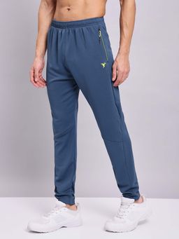 Technosport - Men Blue Solid Slim Fit Sports Trackpant