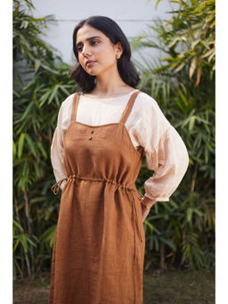 Five Thirty Somewhere - Brown Borough Market Pinafore Midi Sleeveless Dress