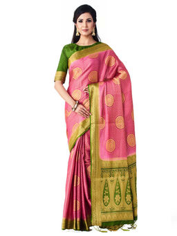 Mimosa - Silk Pink Saree With Blouse Piece