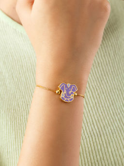 Isharya - Purple Ganesha Bracelet In 18Kt Gold Plated