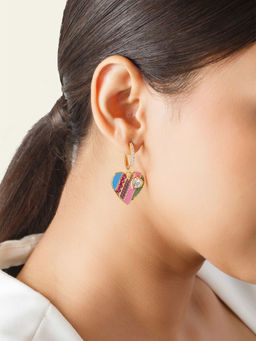 Isharya - Rainbow Heart Earrings In 18Kt Gold Plated
