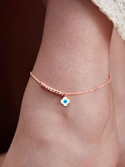 MINUTIAE - Rose Gold-Plated Motif Chain Anklet for Womens & Girls (M)