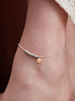 MINUTIAE - Silver-Plated Motif Chain Anklet for Womens & Girls (M)