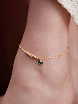 MINUTIAE - Gold-Plated Motif Chain Anklet for Womens & Girls (M)