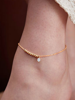 MINUTIAE - Gold-Plated Motif Chain Anklet for Womens & Girls (M)