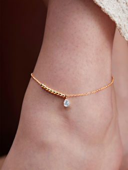 MINUTIAE - Gold-Plated Motif Chain Anklet for Womens & Girls (M)