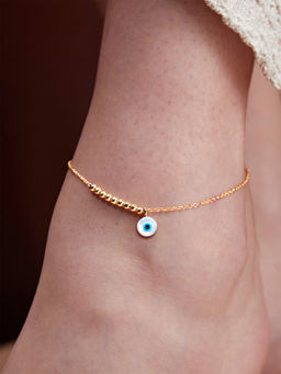 MINUTIAE - Rose Gold-Plated Motif Chain Anklet for Womens & Girls (M)