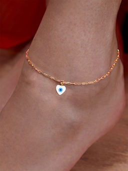 MINUTIAE - Gold-Plated Motif Chain Anklet for Womens & Girls (M)