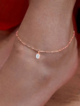 MINUTIAE - Rose Gold-Plated Motif Chain Anklet for Womens & Girls (M)