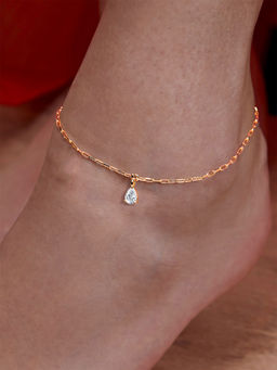 MINUTIAE - Gold-Plated Motif Chain Anklet for Womens & Girls (M)