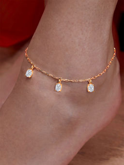 MINUTIAE - Gold-Plated Motif Chain Anklet for Womens & Girls (M)