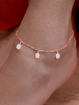 MINUTIAE - Rose Gold-Plated Motif Chain Anklet for Womens & Girls (M)