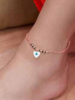 MINUTIAE - Rose Gold-Plated Motif Chain Anklet for Womens & Girls (M)