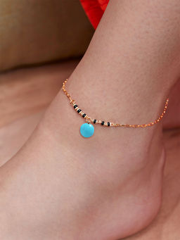 MINUTIAE - Gold-Plated Motif Chain Anklet for Womens & Girls (M)