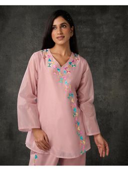 Phulkari Forever - Pink Pure Chanderi Hand Embroidered Tunic