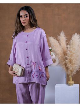Phulkari Forever - Purple Pure Silk Hand Embroidered Tunic