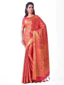 Mimosa - Silk Pink Saree With Blouse Piece