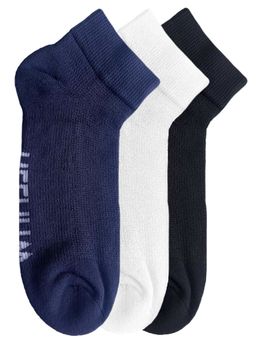 Heelium - Bamboo Quarter Ankle Socks for Men, UK7-11, 3 Pairs, Black, White, Navy Blue