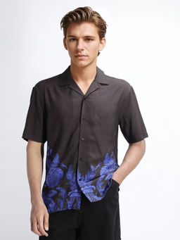 Rare Rabbit - Bem Dark Brown Abstract Boxy Fit Shirt