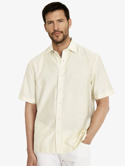 Rare Rabbit - Blois Pastel Yellow Plain Boxy Fit Shirt