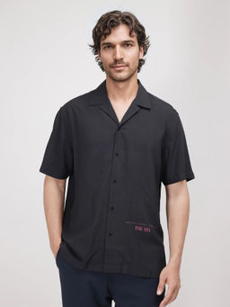 Rare Rabbit - Caro-S Black Graphic Print Boxy Fit Shirt