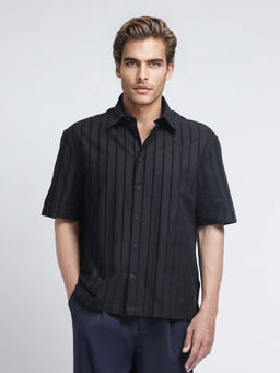 Rare Rabbit - Croy Black Striped Regular Fit Shirt