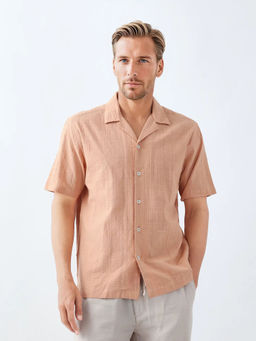 Rare Rabbit - Dara Dusky Peach Textured Boxy Fit Shirt