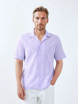 Rare Rabbit - Dara Pastel Purple Textured Boxy Fit Shirt