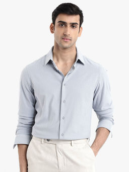 Rare Rabbit - Exclo Light Blue Jacquard Regular Fit Shirt