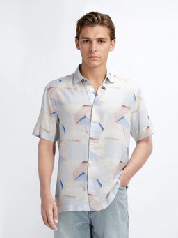 Rare Rabbit - Fing Blue Abstract Regular Fit Shirt