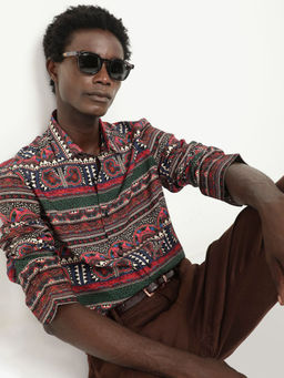 Rare Rabbit - Hatham Long Sleeves Multi-Color Abstract Regular Fit Shirt