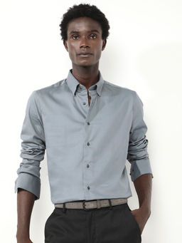 Rare Rabbit - Holand Dusky Grey Plain Regular Fit Shirt