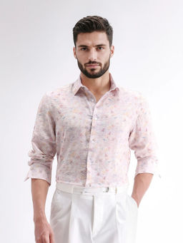 Rare Rabbit - Lush Pink Abstract Regular Fit Shirt