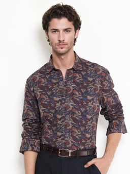 Rare Rabbit - Mids Maroon Abstract Regular Fit Shirt