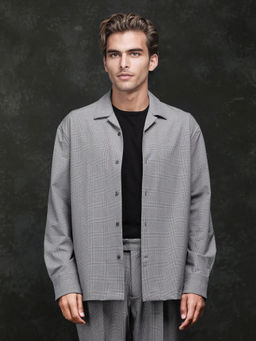 Rare Rabbit - Morst-T Dark Grey Checked Regular Fit Shirt