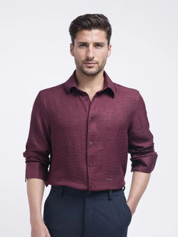 Rare Rabbit - Nert Maroon Plain Relaxed Fit Shirt