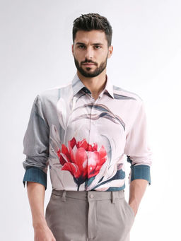 Rare Rabbit - Numa Pink Floral Print Relaxed Fit Shirt