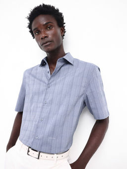 Rare Rabbit - Pesca Dusky Grey Checked Regular Fit Shirt