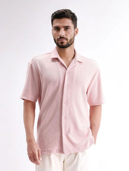 Rare Rabbit - Phixo Light Pink Plain Relaxed Fit Shirt