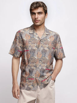Rare Rabbit - Rake Multi-Color Tropical Print Boxy Fit Shirt