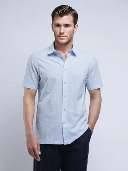 Rare Rabbit - Shek Blue Textured Regular Fit Shirt